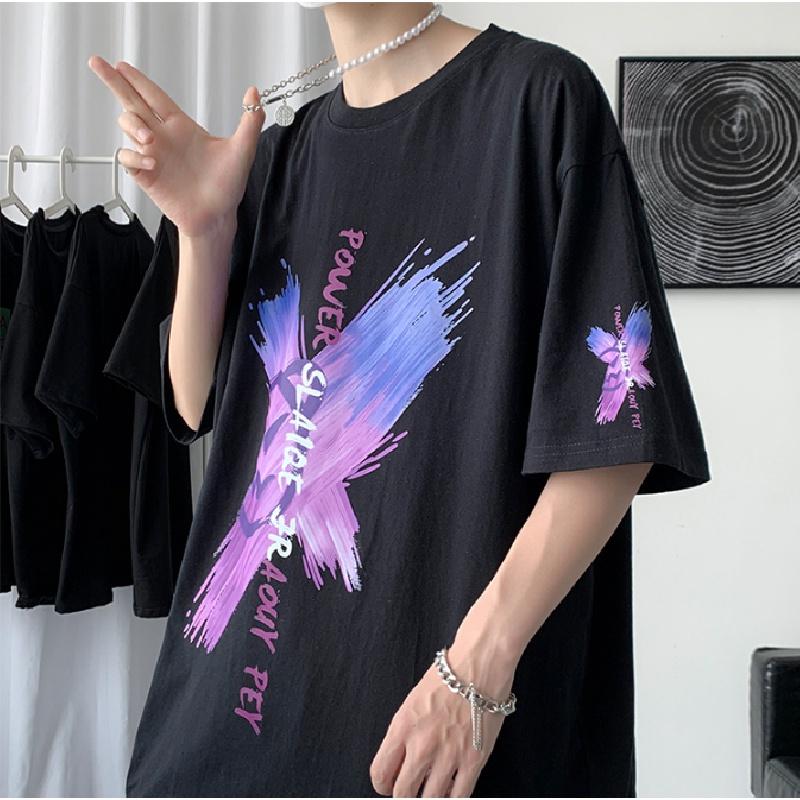 Мужские футболки с коротким рукавом с буквенным графическим принтом, модные брендовые футболки для мужчин, мужская одежда, повседневная футболка, мужские летние топы в корейском стиле ретро для мужчин