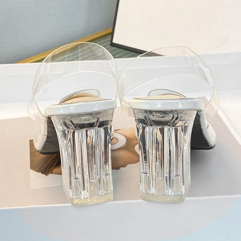 Весенние модные простые лакированные кожаные полутапочки персикового цвета с острым носком в форме сердца, женские сандалии Baotou на высоком каблуке на тонком каблуке, удобная элегантная обувь