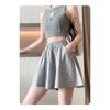 Sports Shorts Women's High Waist A Line Thin Wide Leg Skirt Small Casual Pleated Skirt Pants