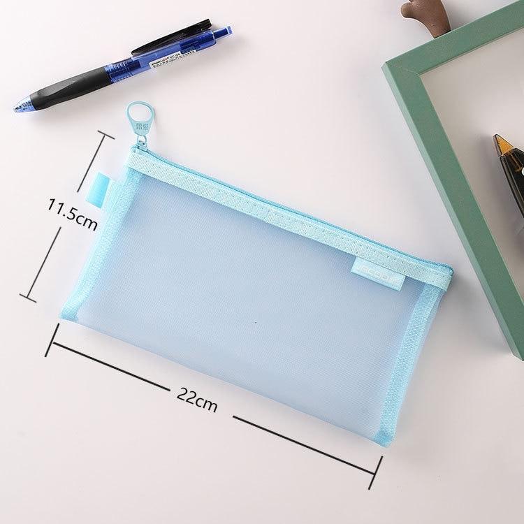 Простой прозрачный сетчатый пенал для хранения, студенческая сумка-карандаш, сумки большой емкости, канцелярские принадлежности, школьные принадлежности