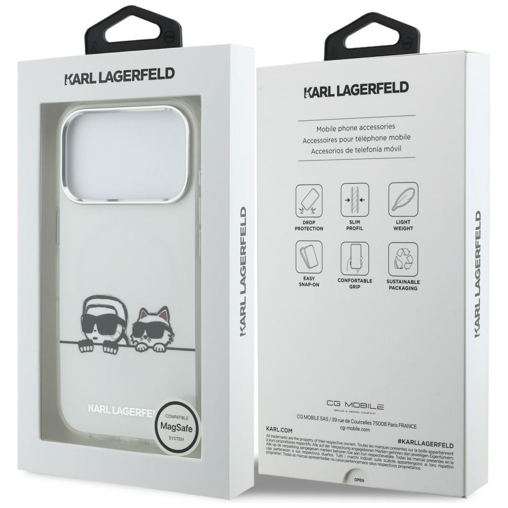 Karl Lagerfeld IML Karl & Choupette Peekaboo Logo MagSafe Case for iPhone 17 Pro White
