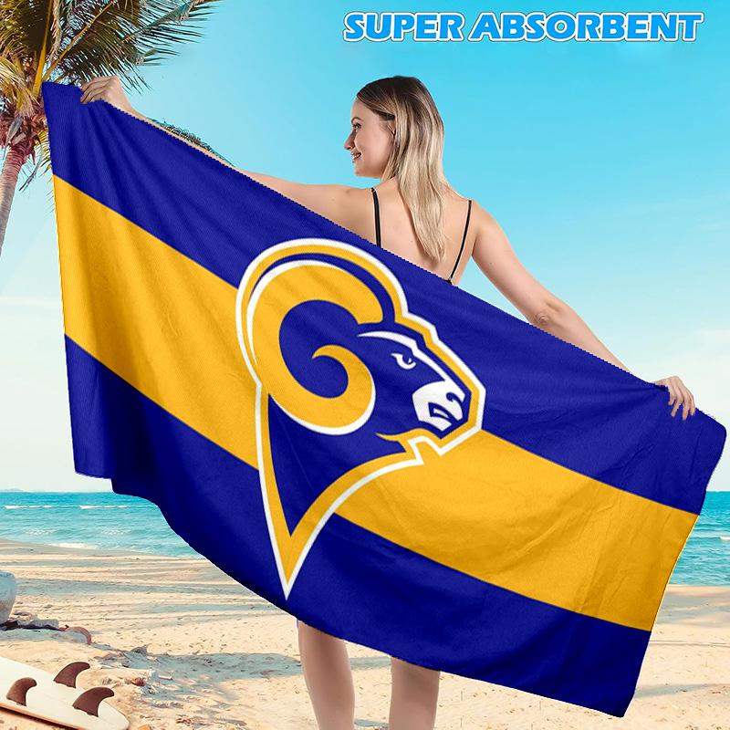 1PC Rams Team Spirit Beach Towel, Microfiber Beach Towel, Perfect For Pool, Beach, Travel, Home Decor Beach Party Fan gifts