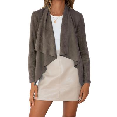 Женские модные повседневные однотонные куртки и пальто с длинными рукавами с принтом на осень и зиму