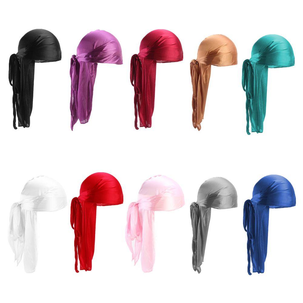 Men Women Elastic Cancer Head Scarf Pre-Tied Headwrap Turban Hijab Bandana Pirate Hat Silk Durag