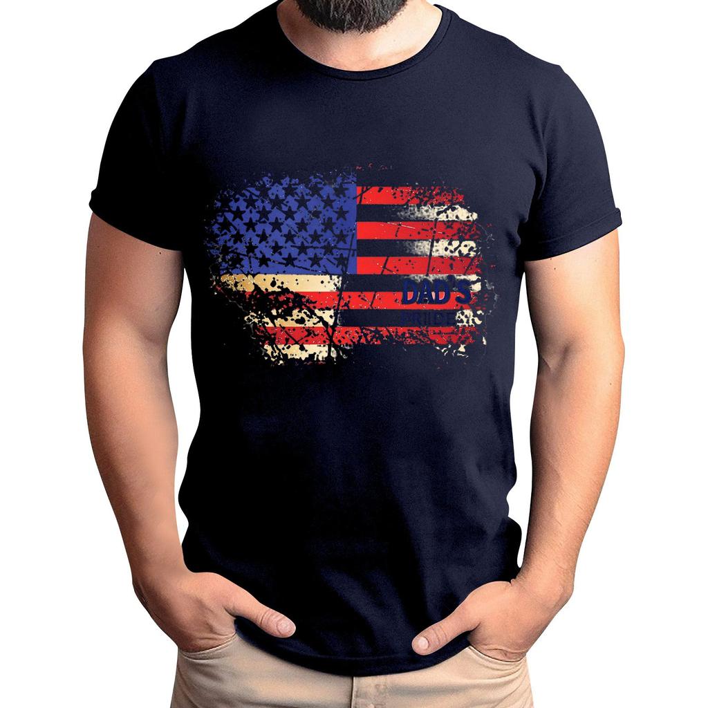Мужская футболка с принтом флага ко Дню отца, мужской свободный повседневный топ с коротким рукавом