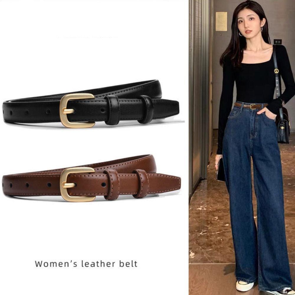 Black Needle Buckle PU Leather Waist Belt with Jeans Belt Korean Style Waistband Daily