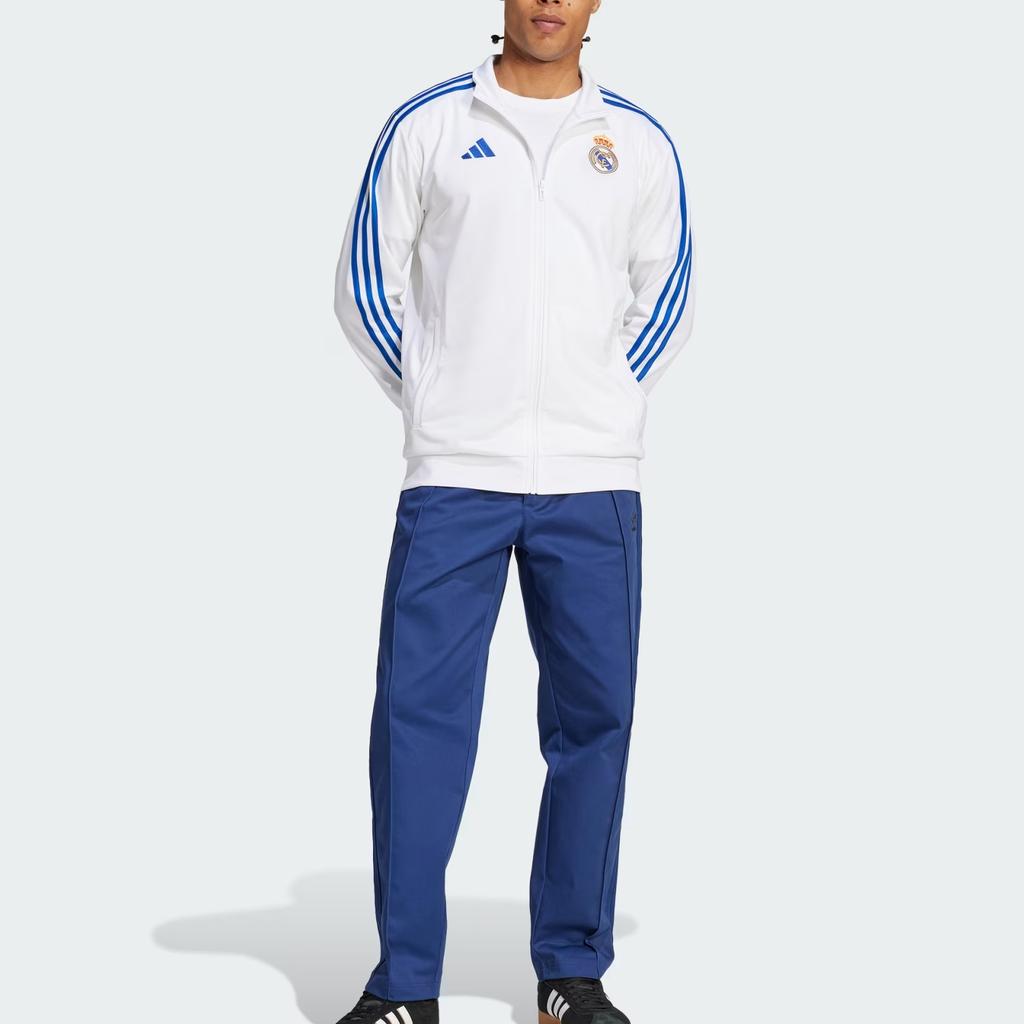 adidas Спортивная куртка Real Madrid DNA с полосатым логотипом бренда и молнией спереди, мужская, белая IT3804