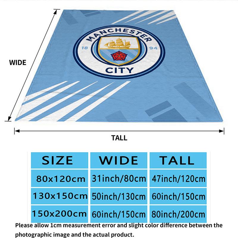 1PC Manchester City Fc Pulse Patterned Flannel Blanket Suitable For All Seasons For Home Decor Warmth And Comfort Gifts Holiday Present