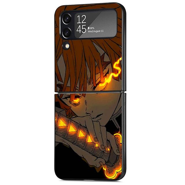 Anime Phone Case for Samsung Galaxy Z Flip 3 5G ZFlip3 ZFlip Z Flip 4 Zflip Flip3 Flip4 Demon Slayer Kamado Black Cases Shell