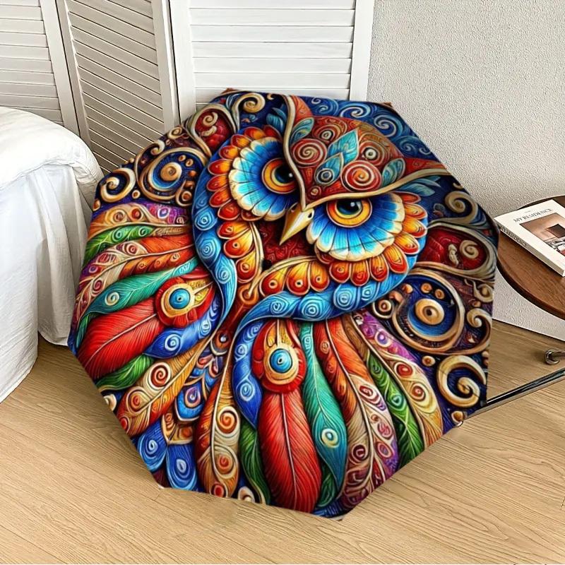 1pc Colorful Owl Artwork Automatic Folding Umbrella - Compact 8-Rib Design,Perfect Gift for Friends & Family yy250926009