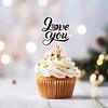 12Pcs Sweet Valentine Day Cupcake Toppers Heart Shape Letter Print Cake Topper Decoration Food Appetizer Stand