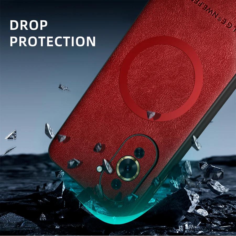 Для Huawei Nova 10 10 Pro Чехол из ПУ кожи с магнитным кольцом, мягким краем, противоударный, против отпечатков пальцев