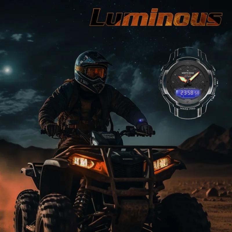 NORTH EDGE Мужские спортивные цифровые часы MARS Pro, военные армейские часы из углеродного волокна, альтиметр, барометр, компас, водонепроницаемые 50 м