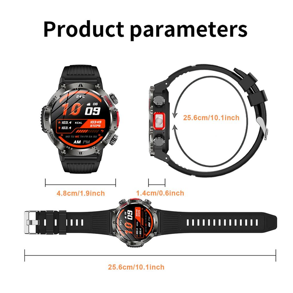 Smart Watch QTLLBT, Message Notification, Wireless Call Function, Calorie Tracker, Pedometer, Built-in LED Flashlight, 100+ Sports Modes