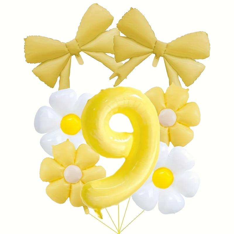 8pcs Daisy Flowers Yellow 1-9 Number Foil Balloons Boy and Girl Favorat Balloon Birthday Party Decoration Baby Shower Gifts