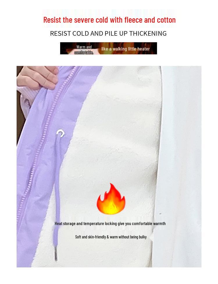 2025 Осень/Зима Модное пуховое пальто для девочек с флисовой подкладкой и куклой-кроликом