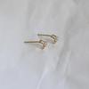 925 Sterling Silver Plated 14K Gold Double Arc Zircon Mini Earrings for Women Small Exquisite Everyday Jewelry