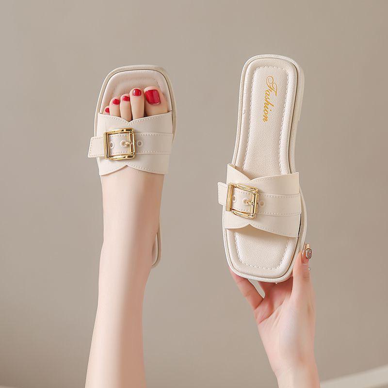 Женские сандалии с бантом Cross-Border: Стильные летние тапочки на плоской подошве для ношения на открытом воздухе