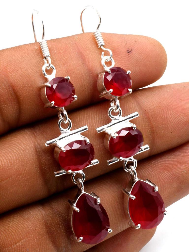 Garnet Gemstone Ethnic Handmade Drop Dengle Earring Jewelry ER 286