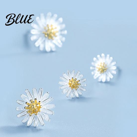 Plated Earrings 1 Pair Stud Mini Chrysanthemum Design Ear