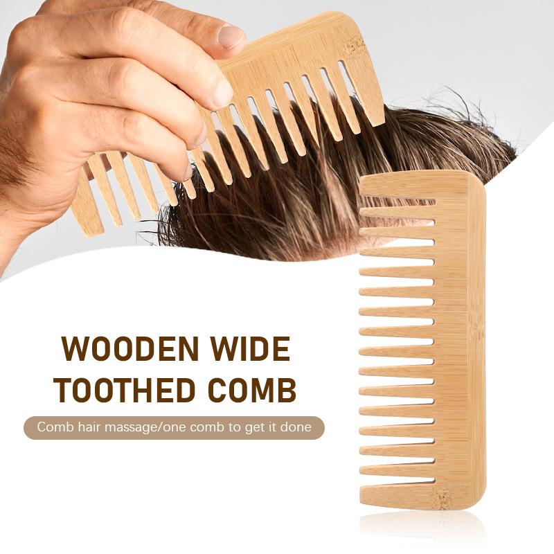 Бамбуковая расческа с широкими зубьями, расчески для волос, распутывающие расчески, антистатические, для вьющихся волос, для женщин и мужчин, для разглаживания, массажа, домашнего использования в салоне