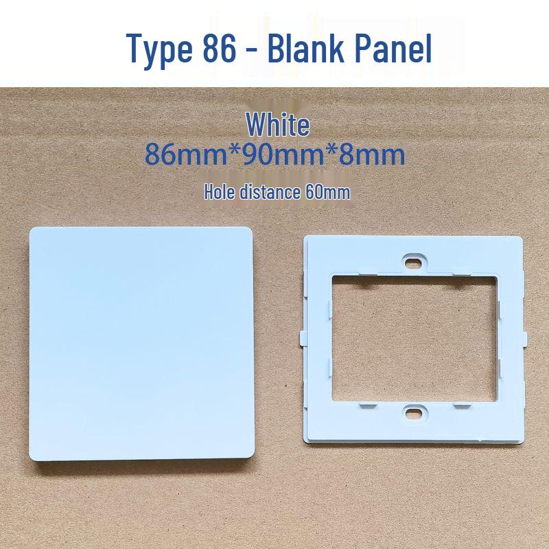 86-Style Blank Panel Junction Box Cover Plate for Concealing Holes, Home Decoration, White and Gray 