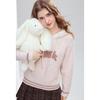 Betu Women's Fuzzy Hooded Rabbit Jacquard Sweater