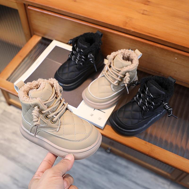 Детская хлопковая обувь 2025 года, новые зимние короткие ботинки для девочек, мягкая подошва, зимние ботинки для мальчиков, мягкие хлопковые ботинки
