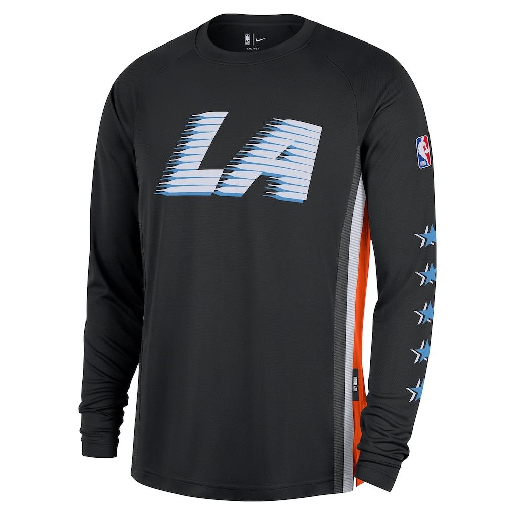 Nike Мужская футболка с длинным рукавом и круглым вырезом для разминки NBA Clippers City Edition tops HQ6245-010