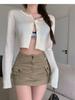 Трендовая летняя юбка хаки с высокой талией в стиле рабочей одежды для женщин
