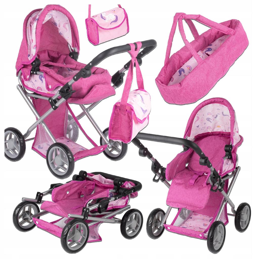 [PACZB] Doll's Pram 3 in 1 Gondola, Stroller, Carrier + Accessories Z3333