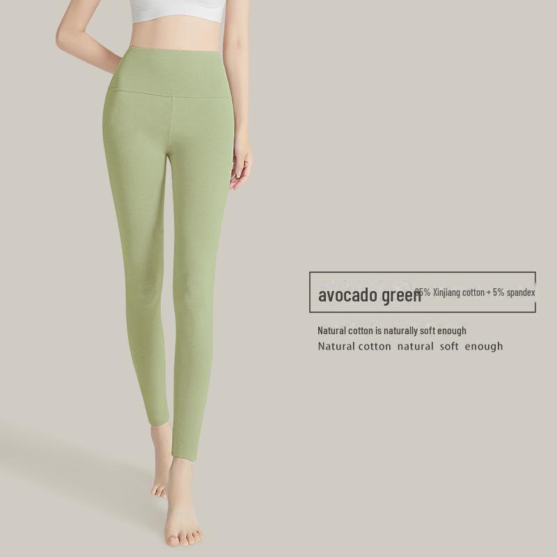 Женские антибактериальные теплые брюки из чистого хлопка с высокой талией - Осень/Зима