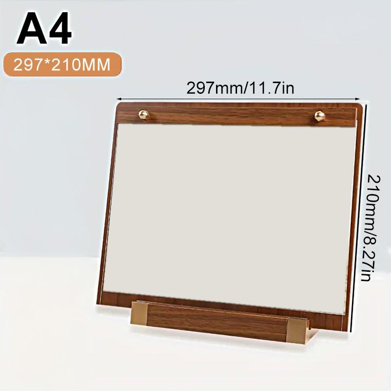 1 шт. Прозрачная панель Доска для отображения цены Основа из орехового дерева Ресторан Палатка Держатель для вывесок Вывески с металлической отделкой Ужин A4 A5 A6