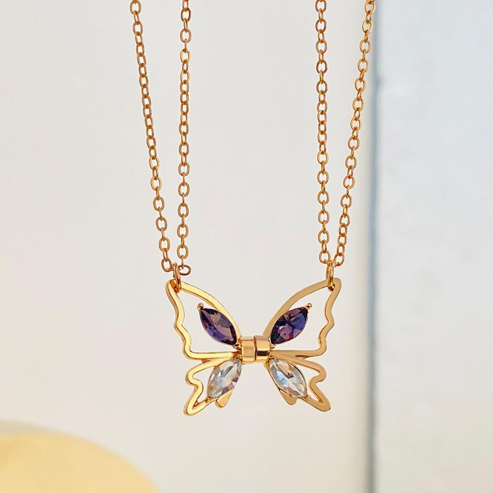 Ins Butterfly Magnetic Necklace Heart Pendant Butterfly Bracelet Set Best Friend Necklace Couple