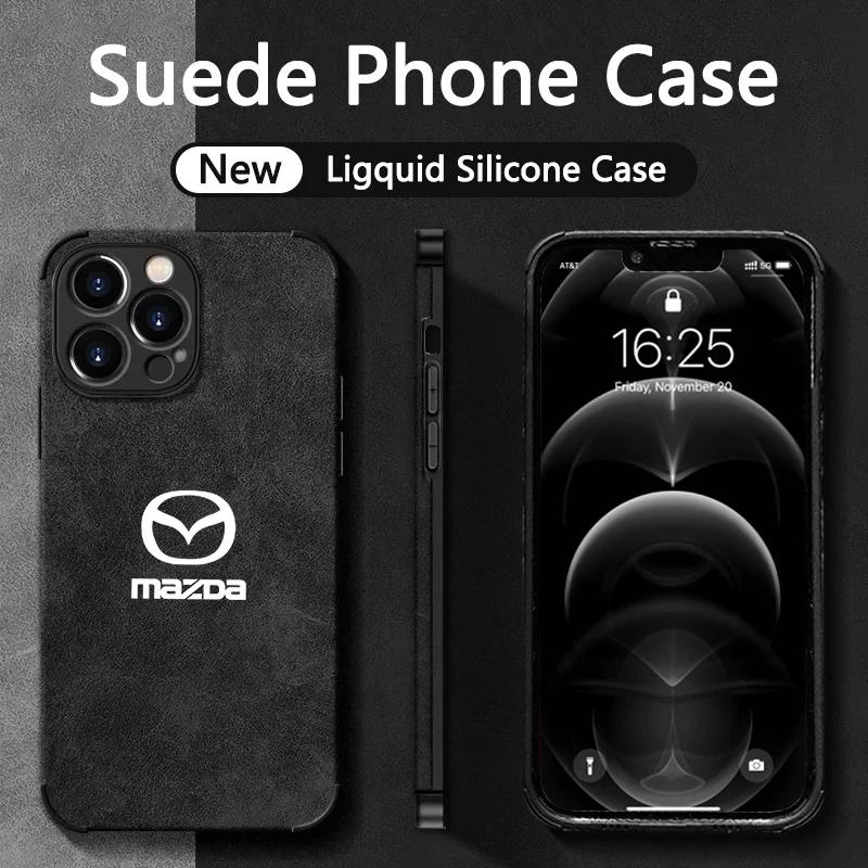 2025 Горячая Мода Автомобиль Для Логотипа Mazda Замшевый Полностью Закрывающий Чехол Для Телефона Для iPhone 16 15 13 14 12 Pro Max Mini 8 XR XS 16 Plus 15Pro