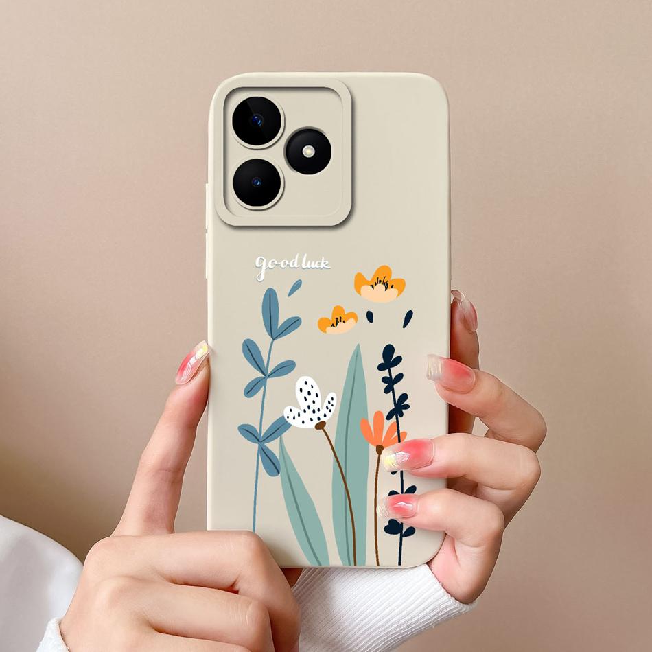 Простой Чехол для Realme Note 50 Стиль Leisure Полная Защита Ударопрочная Задняя Крышка Мягкий Жидкий Силикон Модель RMX3834 Чехол