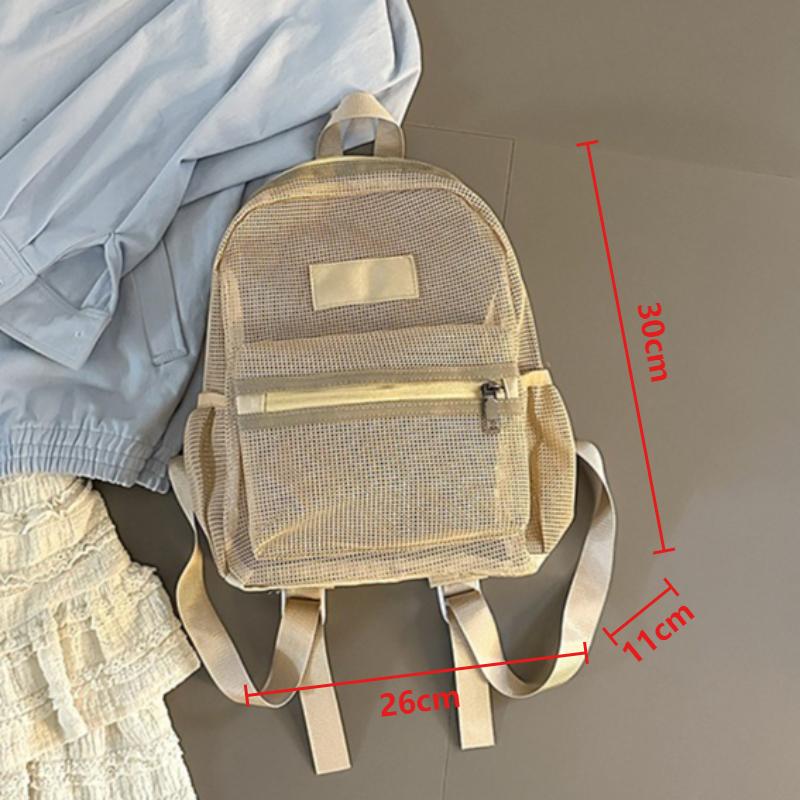 Lightweight Foldable Mesh Backpack Durable Wear Resistant Beach Knapsack with Multi Pockets for School Beach Gym Daily Use