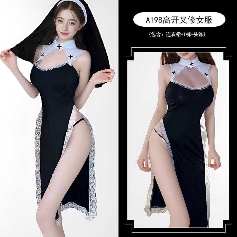 Наказание монахиня чистая похоть сексуальный секс драг кос хэллоуин платье с высоким разрезом