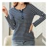 Navava Men STriped BuTTon PoinT SliT Long Sleeve T shirT nT1361