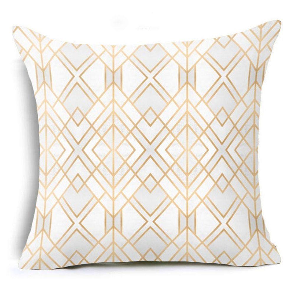 Gold Shining Home Decor Car Seat Peach Skin Cashmere Cushion Cover Pillow Cases Geometric Printed