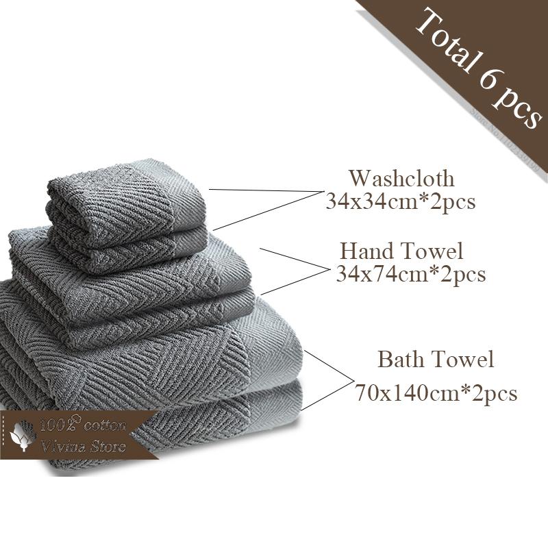 6 Pieces Pure Cotton Bath Towel Set For Adults Soft Geometric Face Towel For Facial Towels Bathroom Set Luxury Washcloth Terry