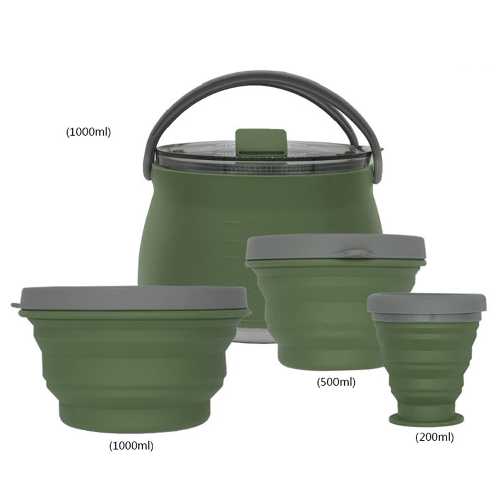 3/4/5 шт. Силиконовый складной чайник для кемпинга, кипящая вода, герметичная чашка для чая, кофе, кружка, посуда для отдыха на открытом воздухе, термостойкая.