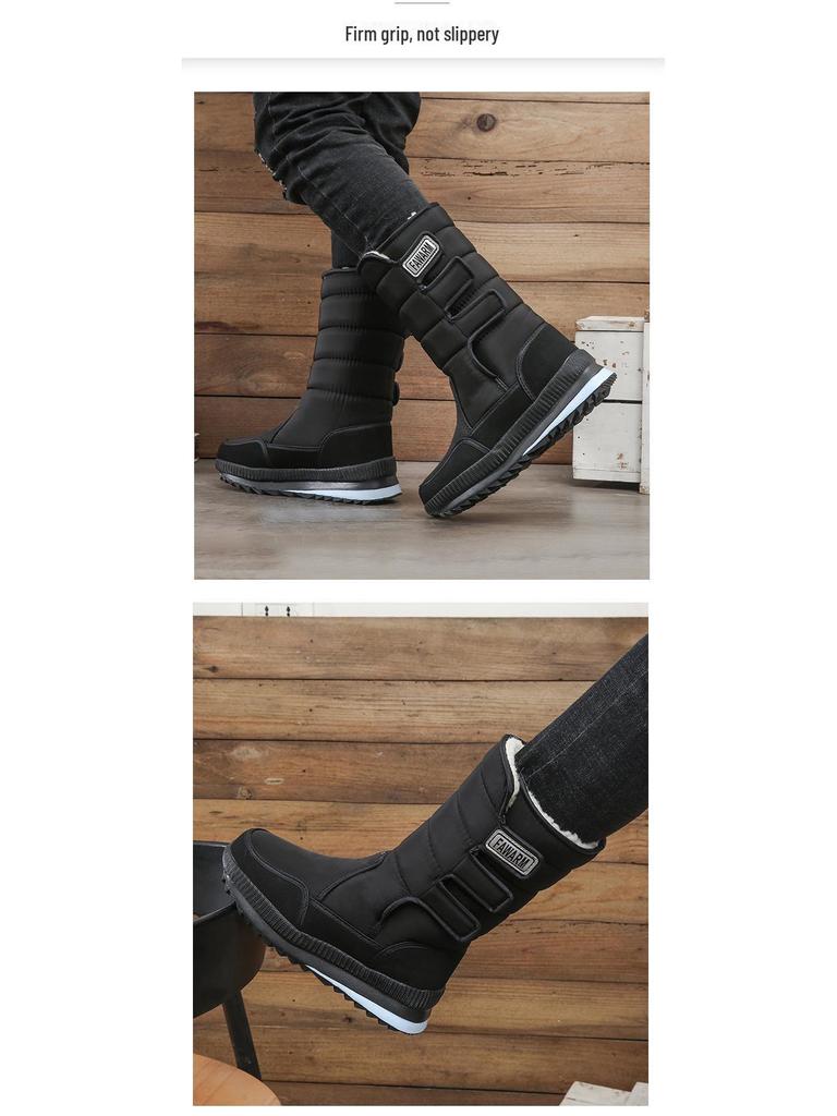 Мужские зимние водонепроницаемые нескользящие высокие снегоступы с толстой бархатной подкладкой