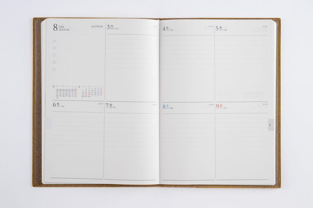 Takahashi 2026 A5 Weekly Desk Casual Size 438 December Diary, 8, Mustard, No. (Starts 2025)
