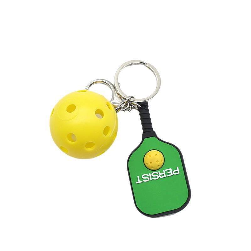 Pickleball Racket Metal Keychain Creative Sports Lovers Gift Colorful Hollow Golf Ball Bag Decoration