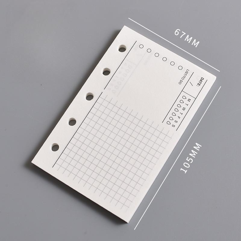 Внутренний лист блокнота M5 Пустая вертикальная линия квадратного блока A8 и Недельный план Одна страница в день для отметок