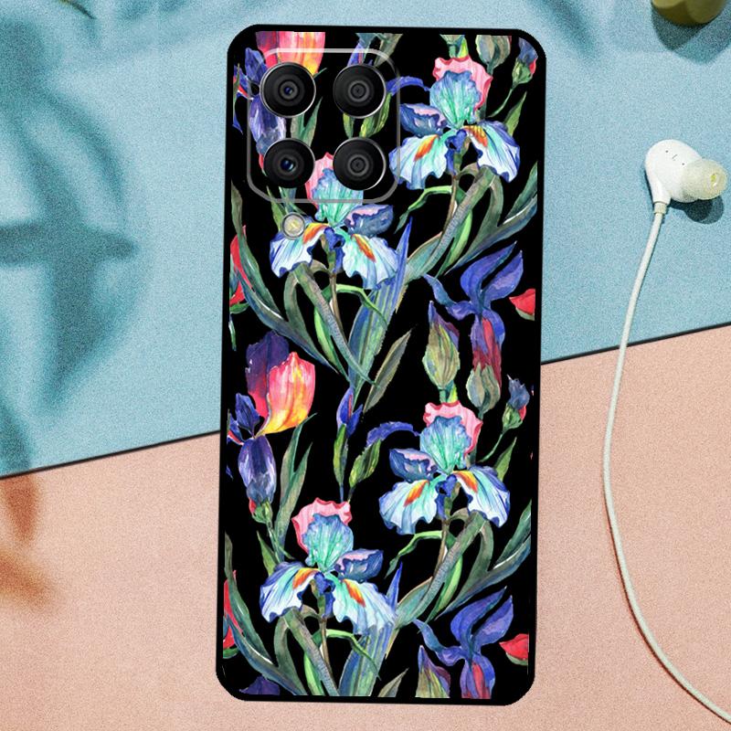 Iris Purple Flower Watercolor For Samsung Galaxy M33 M35 M55 M15 M12 M13 M14 M34 M54 M53 M21 M31 M11 M32 M52 M06 M16 Case