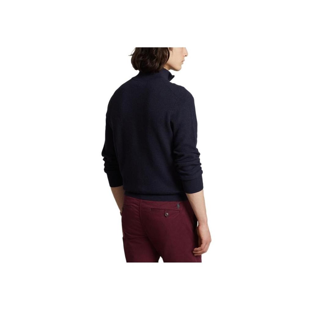 Polo Ralph Lauren FW22 Solid Logo Half-Zip Long Sleeve Knit Sweater Men Sweater Navy-Blue MNPOSWE16821109-410