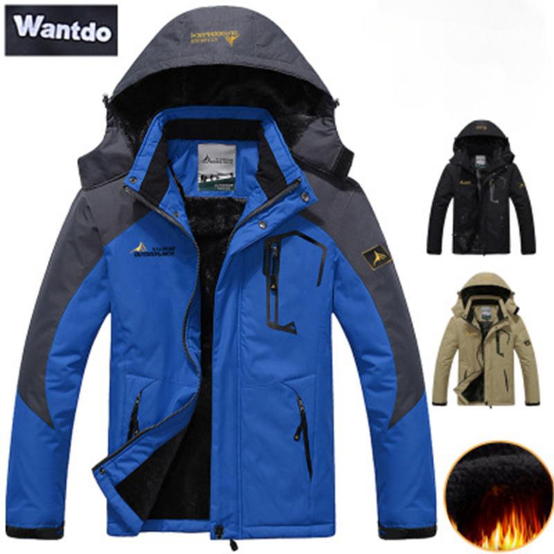 Wish Outdoor Jacket Men's Large Size Plus Velvet Mountaineering Jacket Windproof Jacket warm Thicked Cotton Jacket for Men