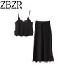Za Autumn New Women Clothes 2025 Western Style Lace Silk Satin Texture Top Skirt 8351049 2157074